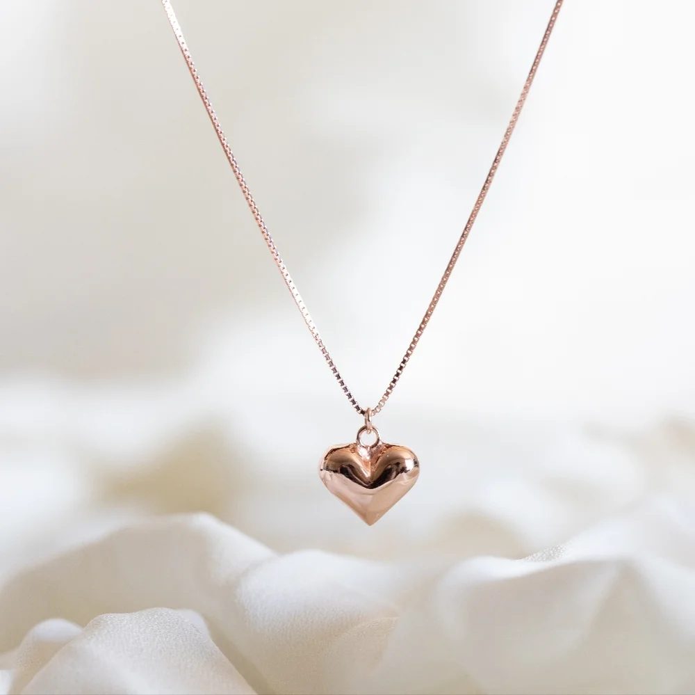 Rose Gold Heart Necklace (S925) - Only 3 left! - Picture 2 of 5